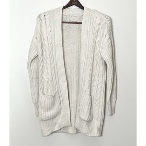 Lucky Brand White Cable Knit Cardigan